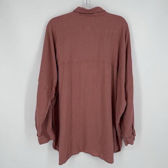 American Eagle Oversized Beach Button Up Shirt Linen Blend Womens Size Large - Picture 5 of 9